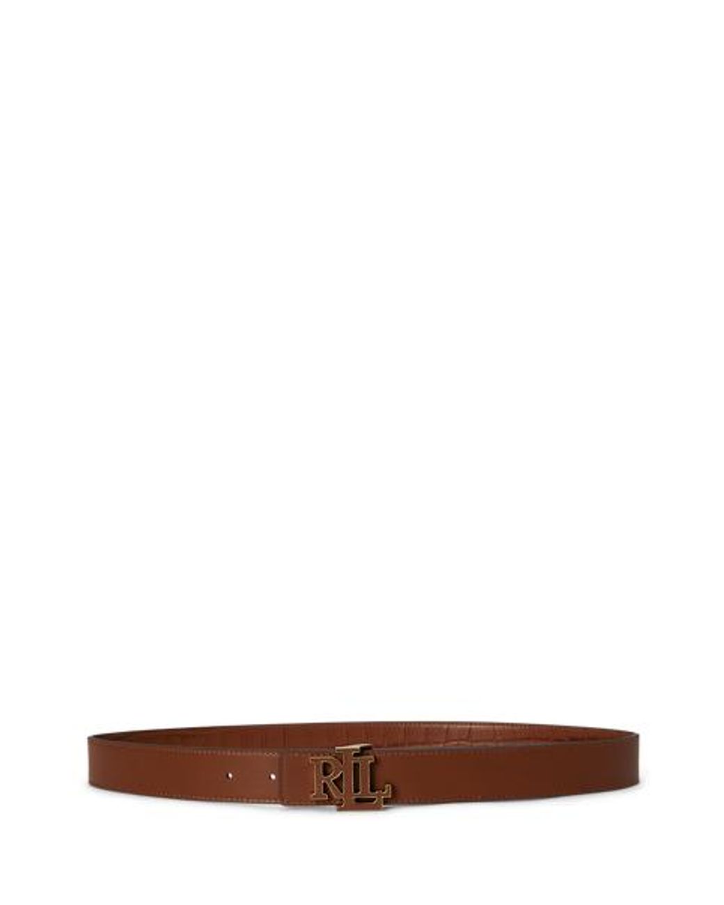 Ralph Lauren Blue Logo Reversible Croc-Embossed Belt