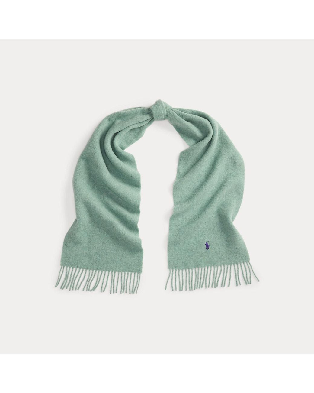 Polo Ralph Lauren Green Fringe-Trim Wool Scarf