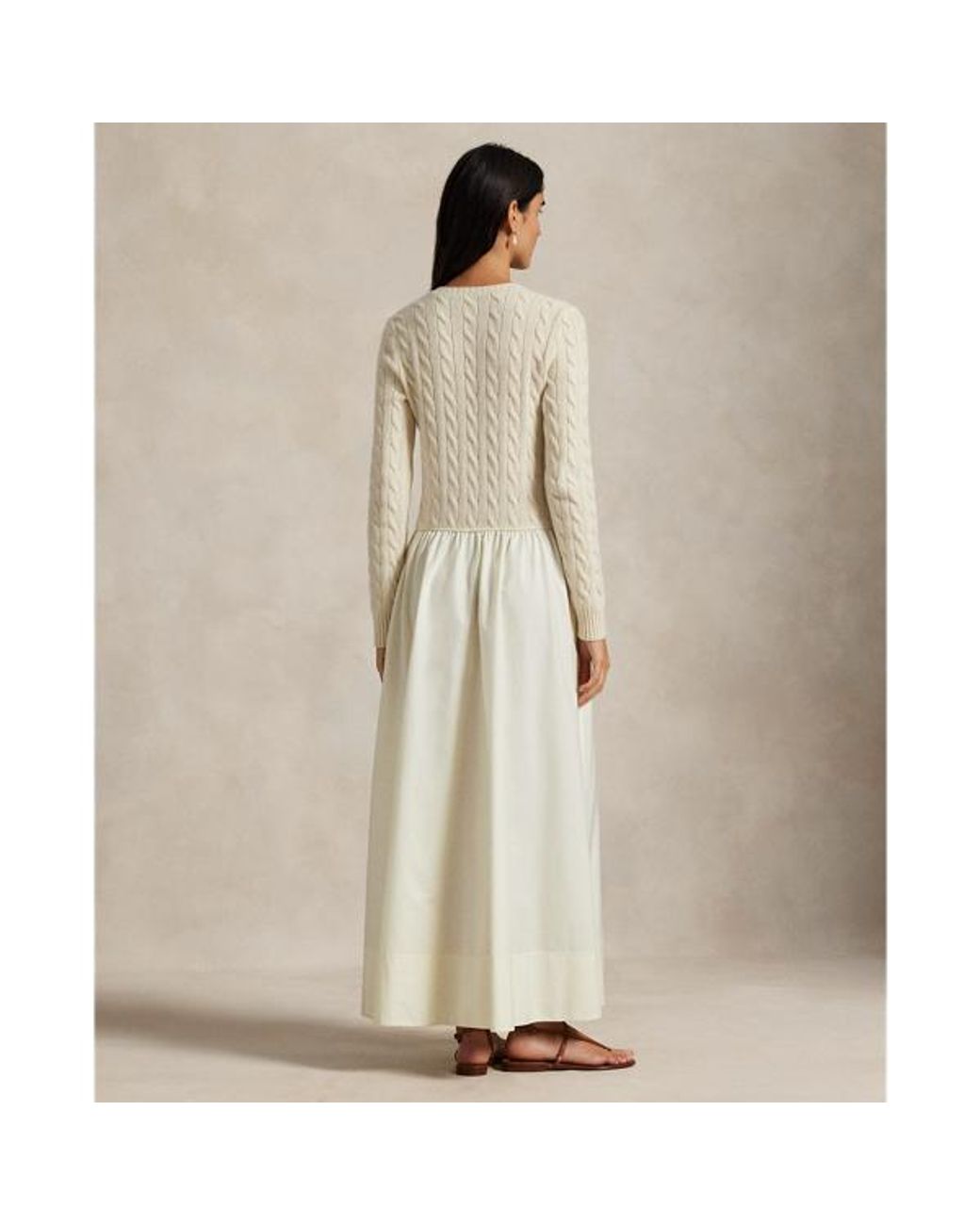 polo ralph lauren cable knit poplin dress Cable-Knit in Natural BFCM-US-Tier2