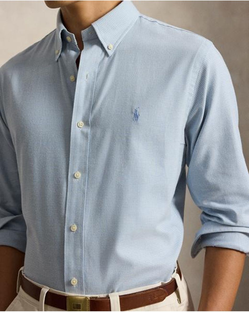 Polo Ralph Lauren Blue Custom Fit Performance Twill Shirt for men