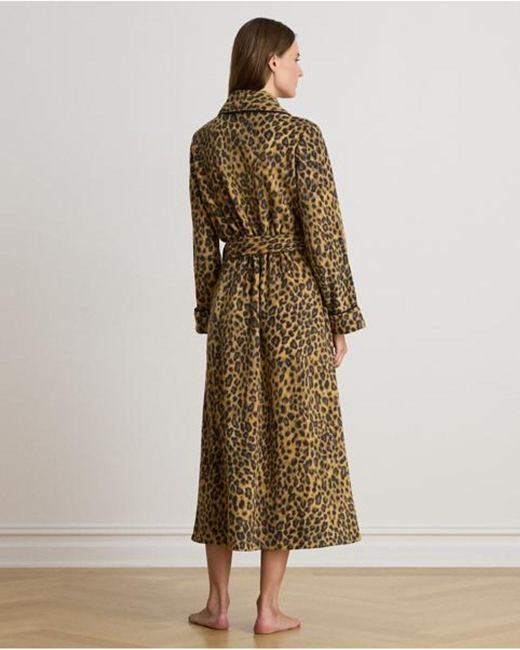 Ralph Lauren Green Microfleece Long Shawl-Collar Robe