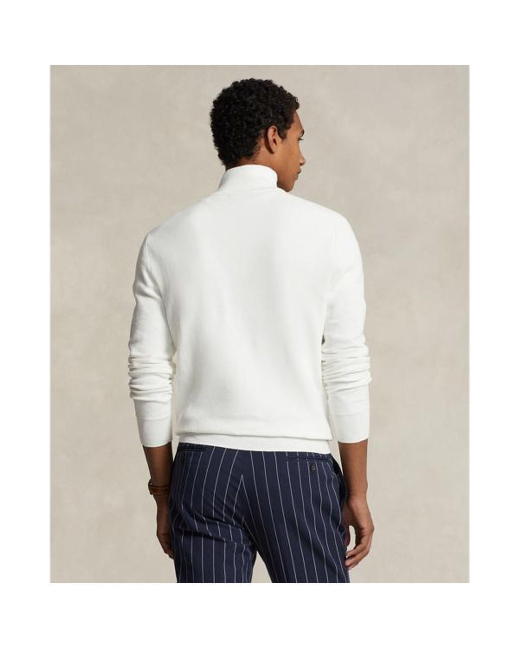 Polo Ralph Lauren White Mesh-Knit Cotton Quarter-Zip Sweater for men