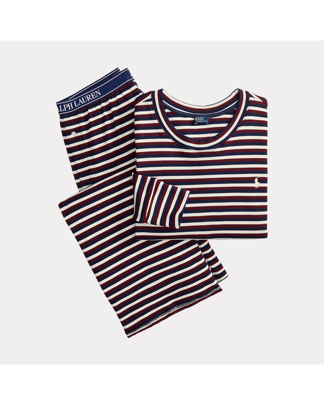 Pijama De Punto Waffle Con Rayas Polo Ralph Lauren de color Blue