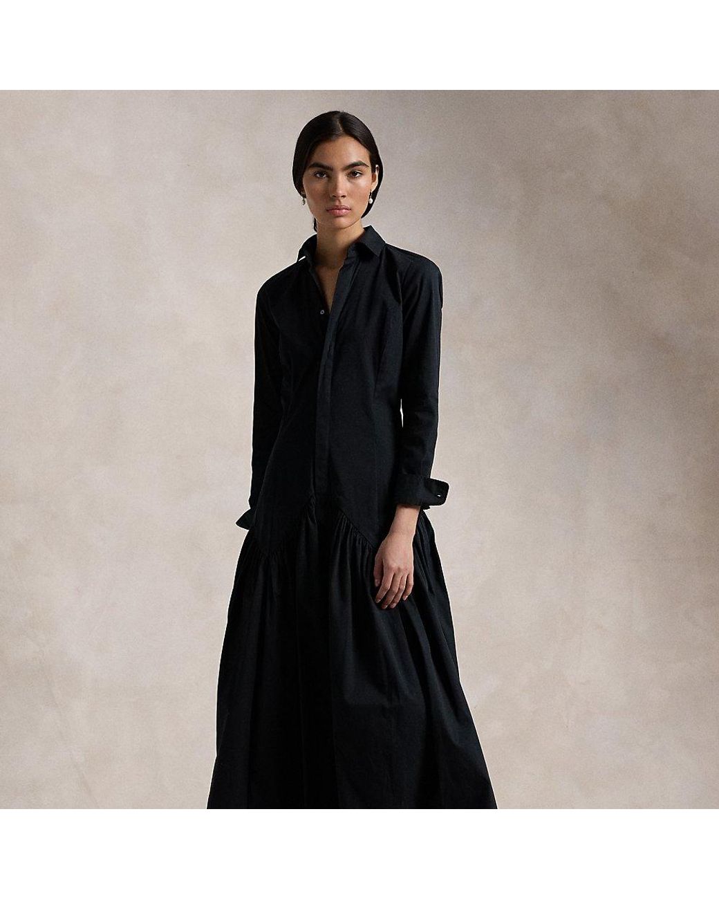 Polo Ralph Lauren Shirred-Yoke Oxford Shirtdress in Black