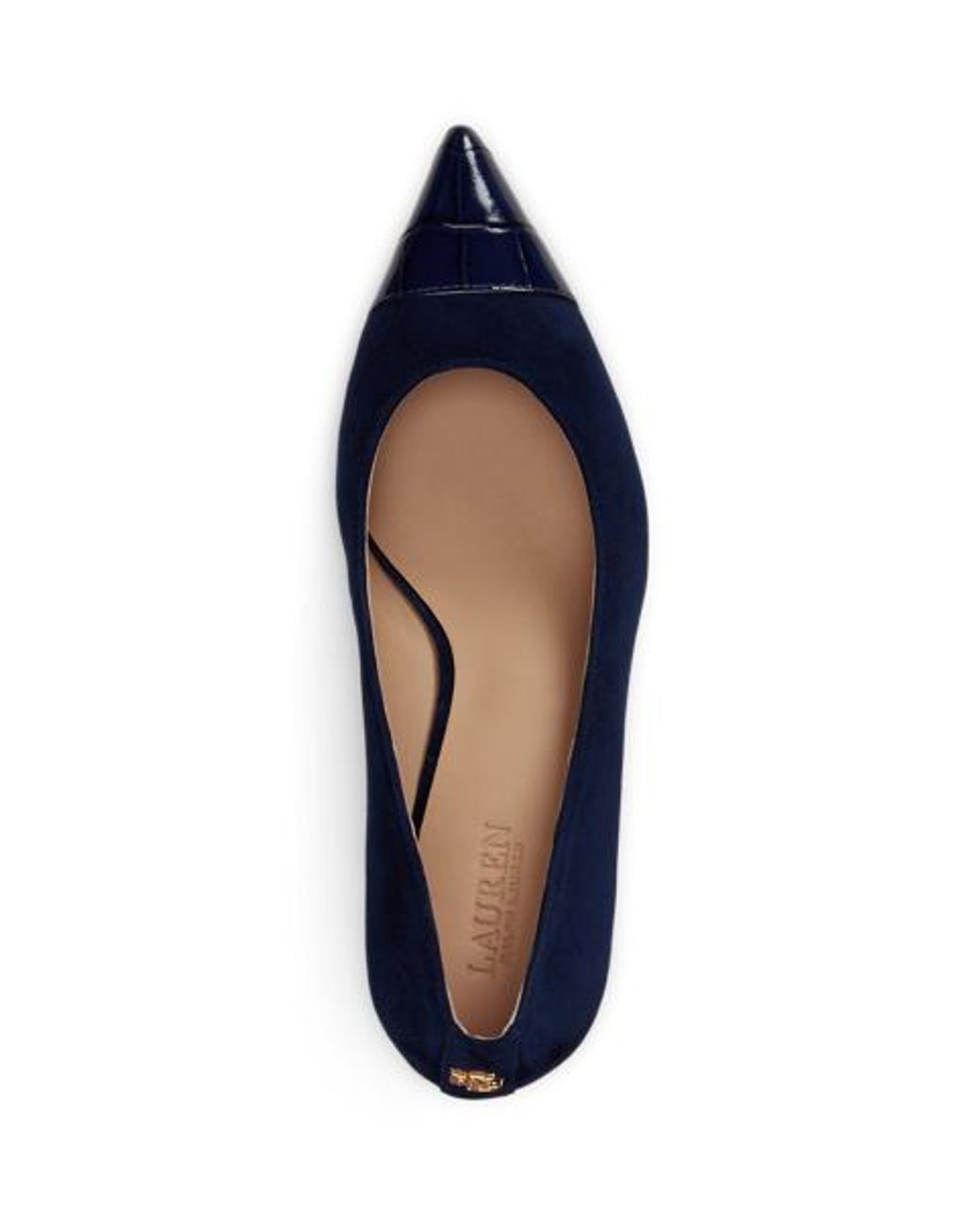 Ralph Lauren Blue Lanette Iii Suede & Croc-Embossed Pump