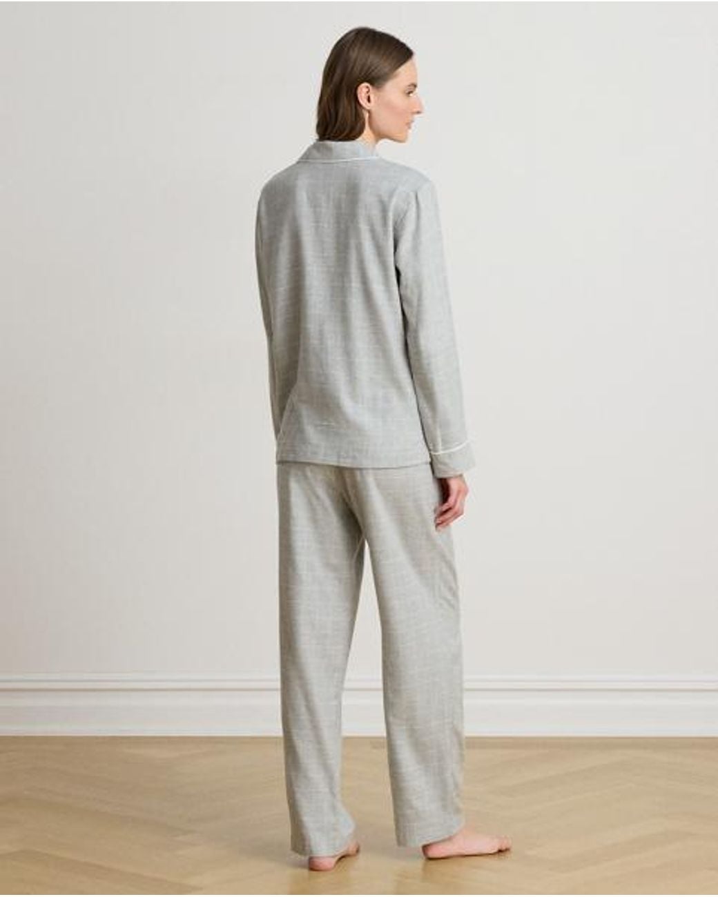 Ralph Lauren Gray Windowpane Brushed Twill Sleep Set