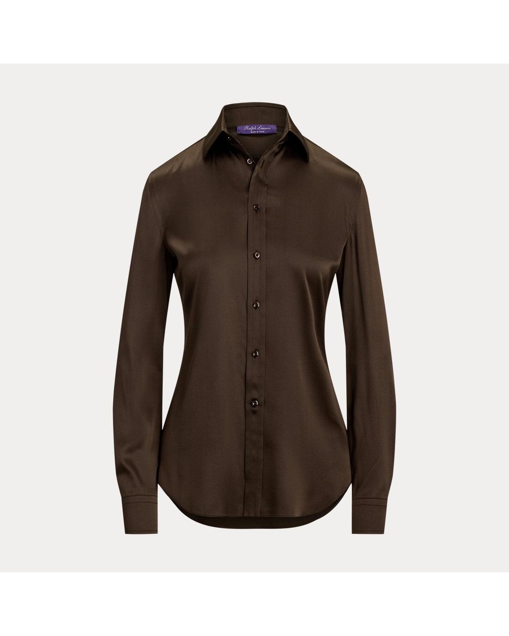 Ralph Lauren Brown Cameron Ii Straight Fit Charmeuse Shirt
