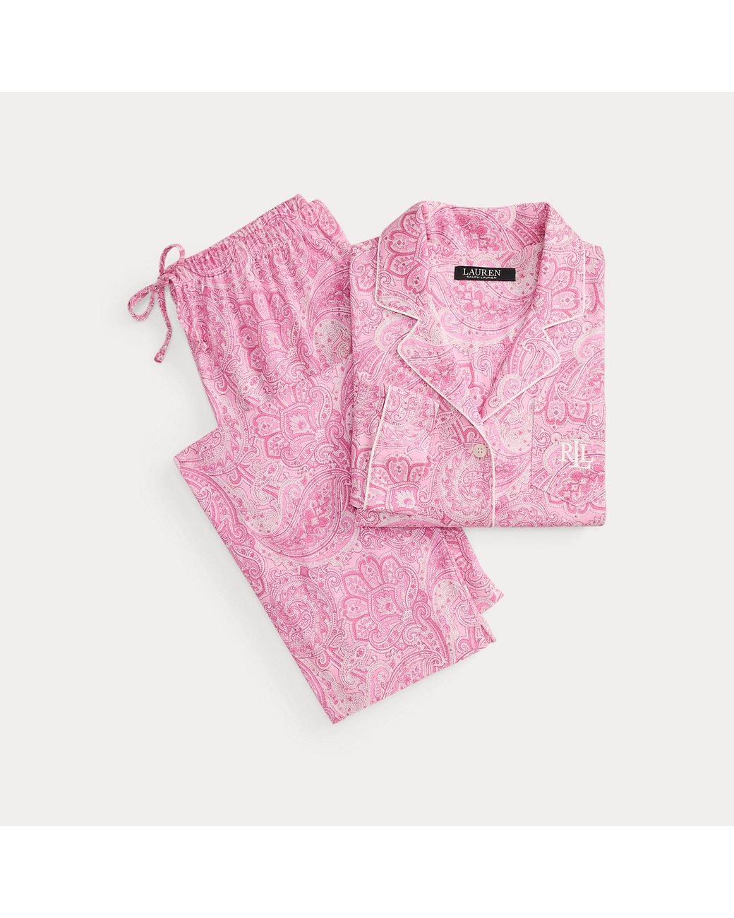 Ralph Lauren Pink Paisley Cotton Jersey Capri Sleep Set