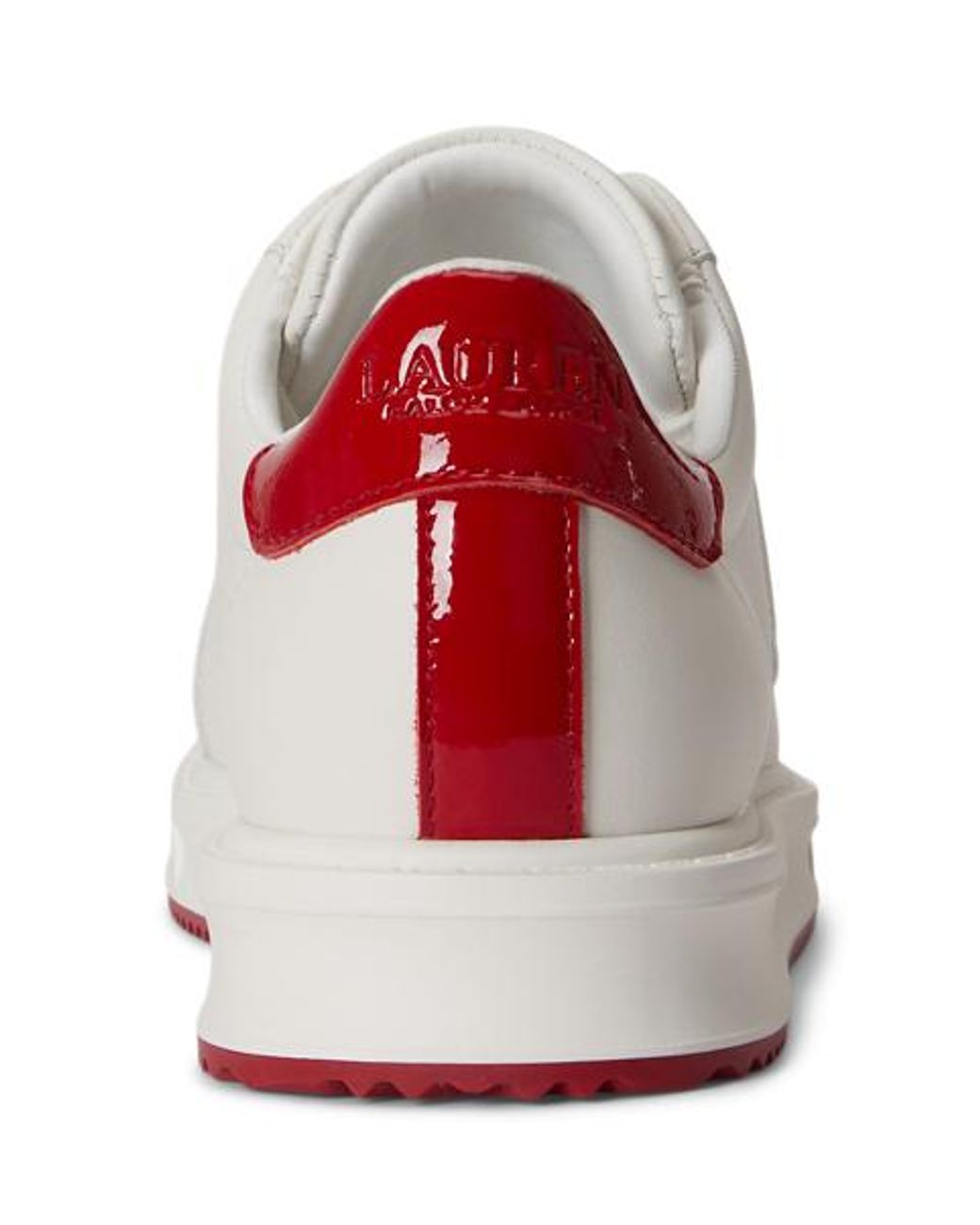 Ralph Lauren White Ainsley Smooth & Crinkle Leather Trainer