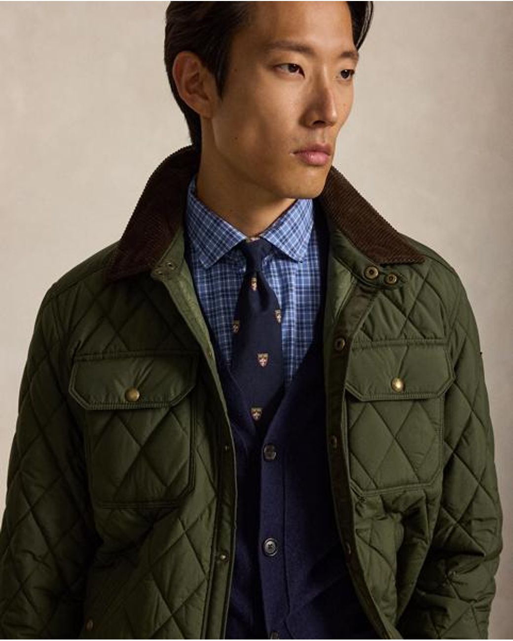 Polo Ralph Lauren Blue Custom Fit Plaid Stretch Poplin Shirt for men