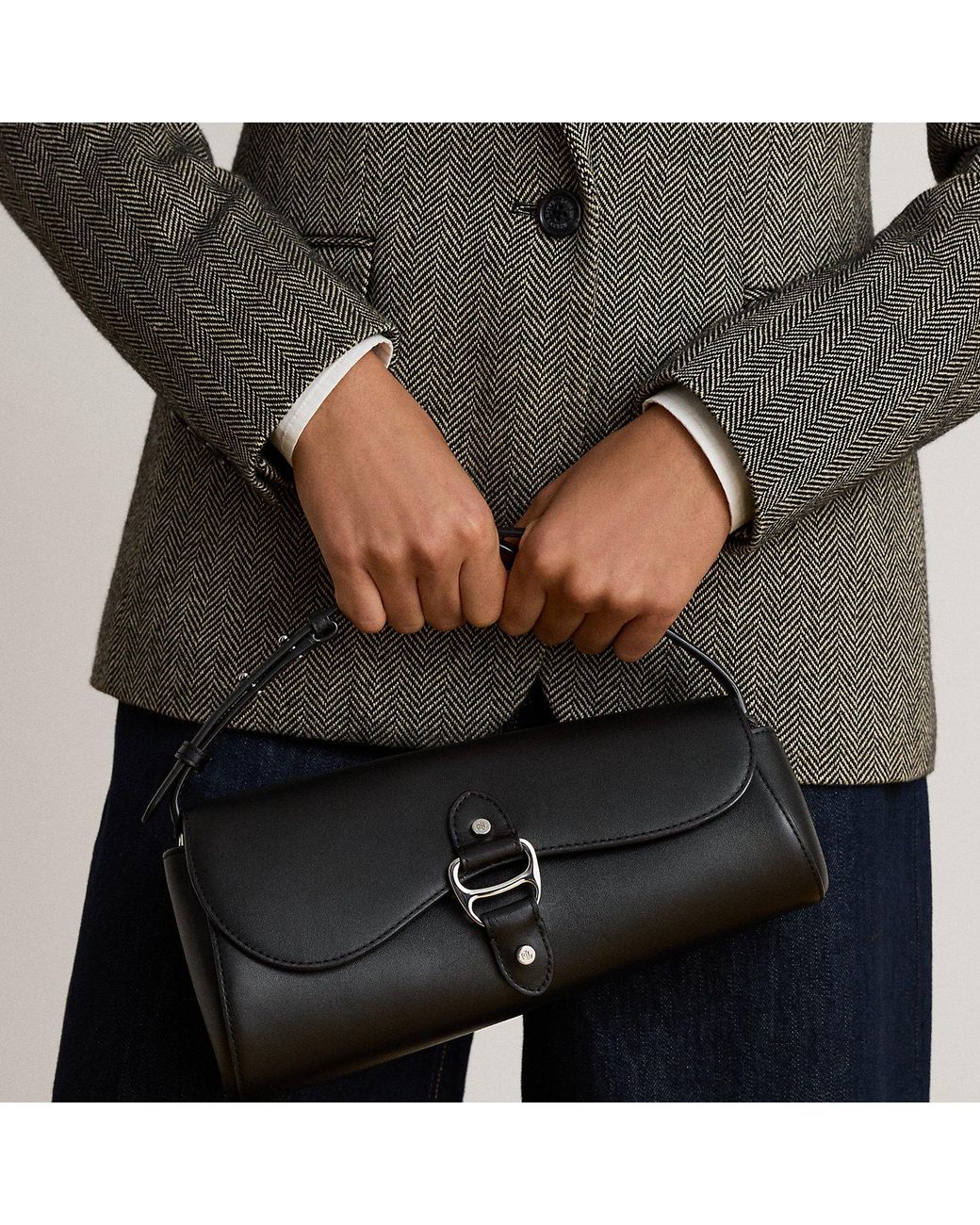 Ralph Lauren Black Leather Medium Tasha East-West Bag