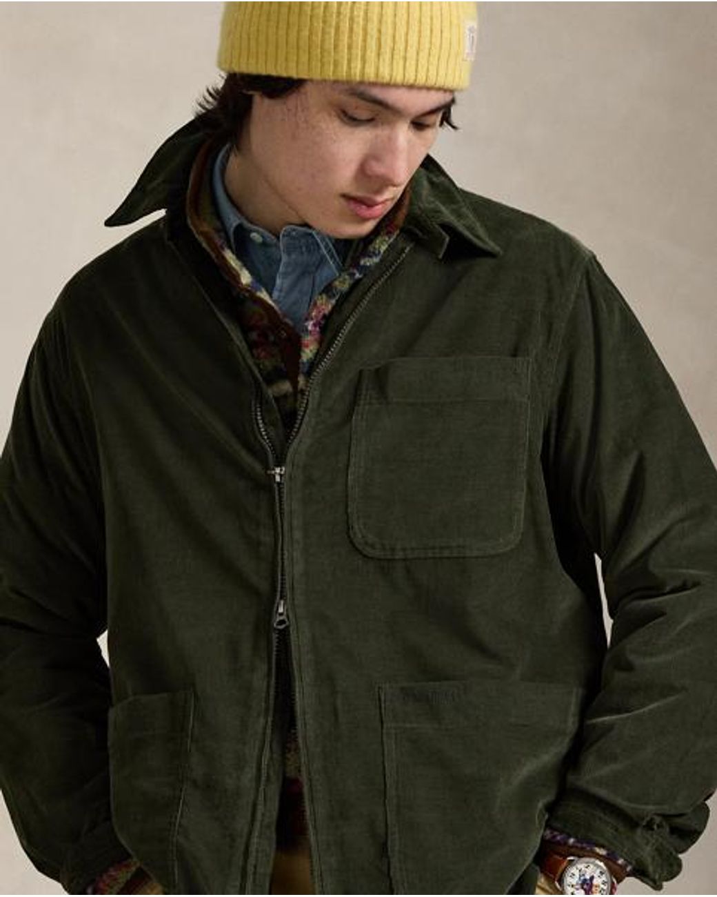 Polo Ralph Lauren Green Corduroy Full-Zip Overshirt for men