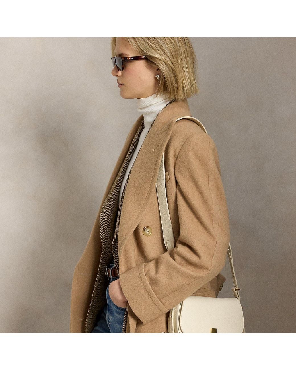 Polo Ralph Lauren Natural Polo Id Leather Saddle Bag