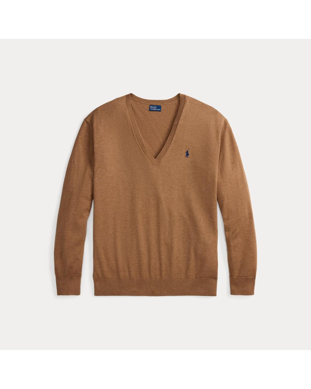 Polo Ralph Lauren Brown Cotton V-Neck Jumper