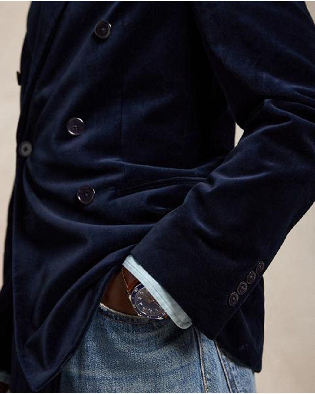 Polo Ralph Lauren Blue Polo Modern Fit Velvet Jacket for men