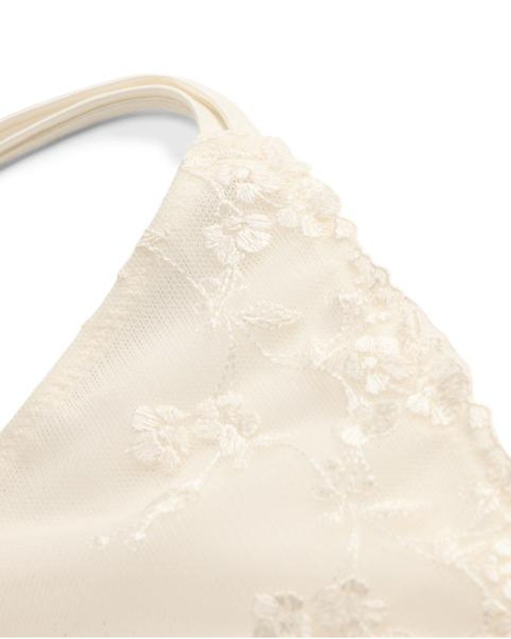 Ralph Lauren White Floral-Embroidered Mesh & Satin Thong
