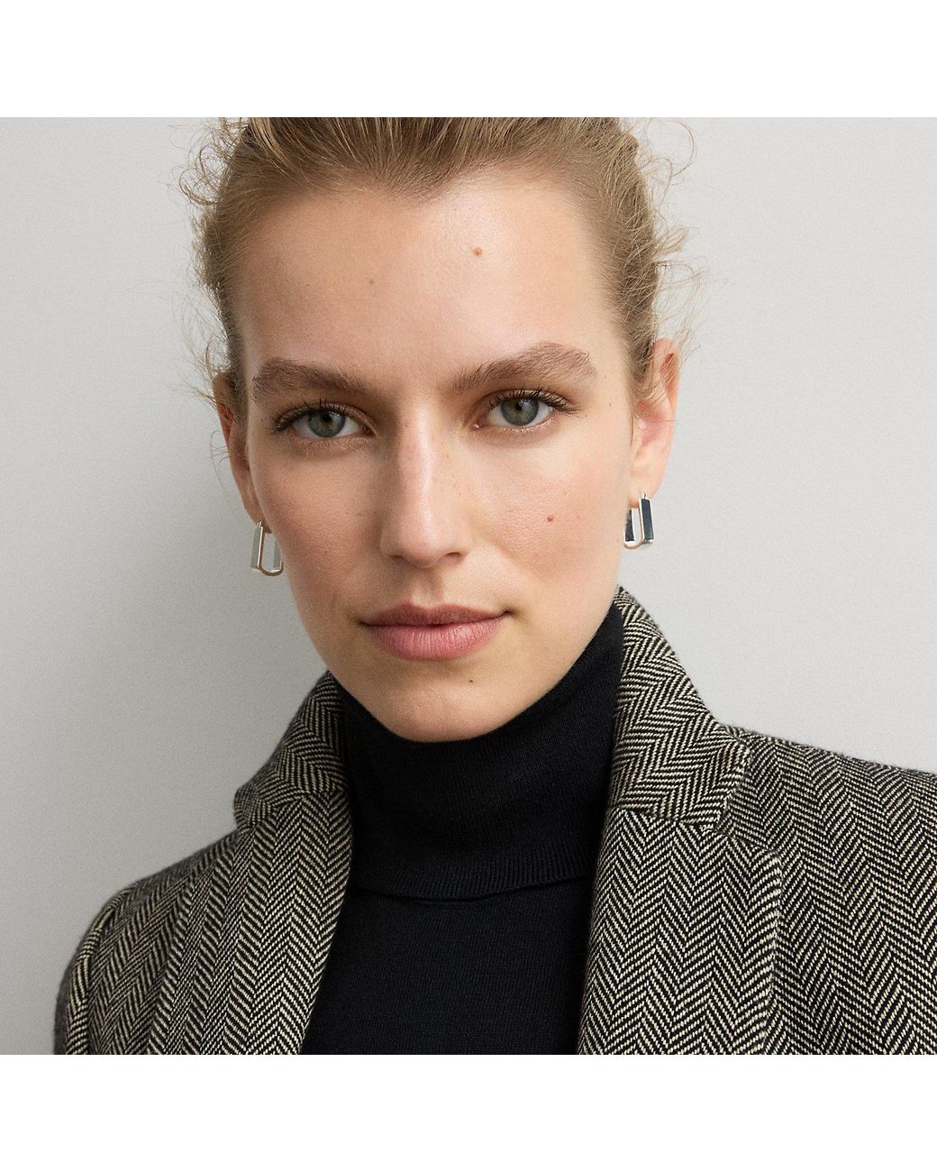 Ralph Lauren Metallic Plated Geometric Hoop Earrings
