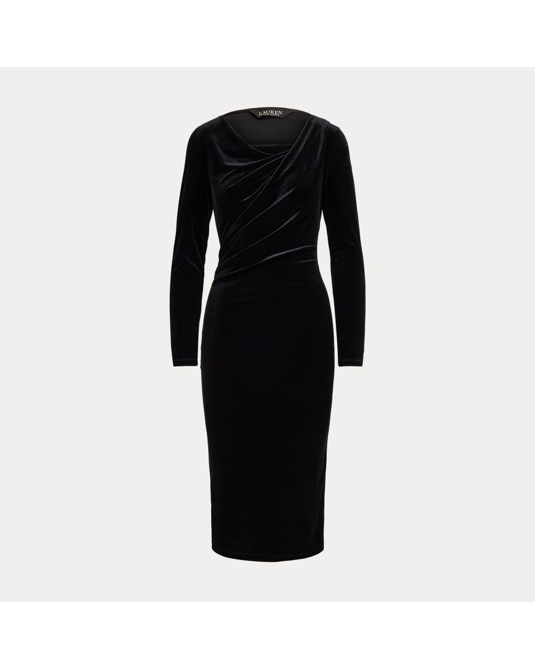 Ralph Lauren Black Long-Sleeve Velvet Dress