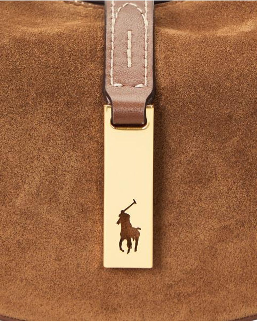 Polo Ralph Lauren Brown Polo Id Suede-Leather Mini Shoulder Bag