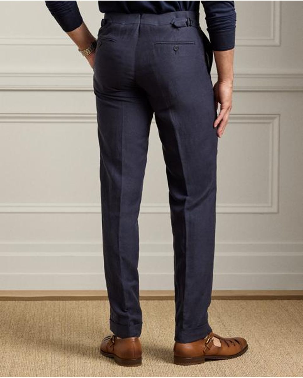Ralph Lauren Blue Gregory Hand-Tailored Silk-Linen Trouser for men
