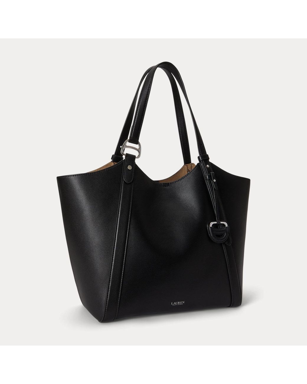 Ralph Lauren Black Nappa Leather Large Tasha Tote Bag
