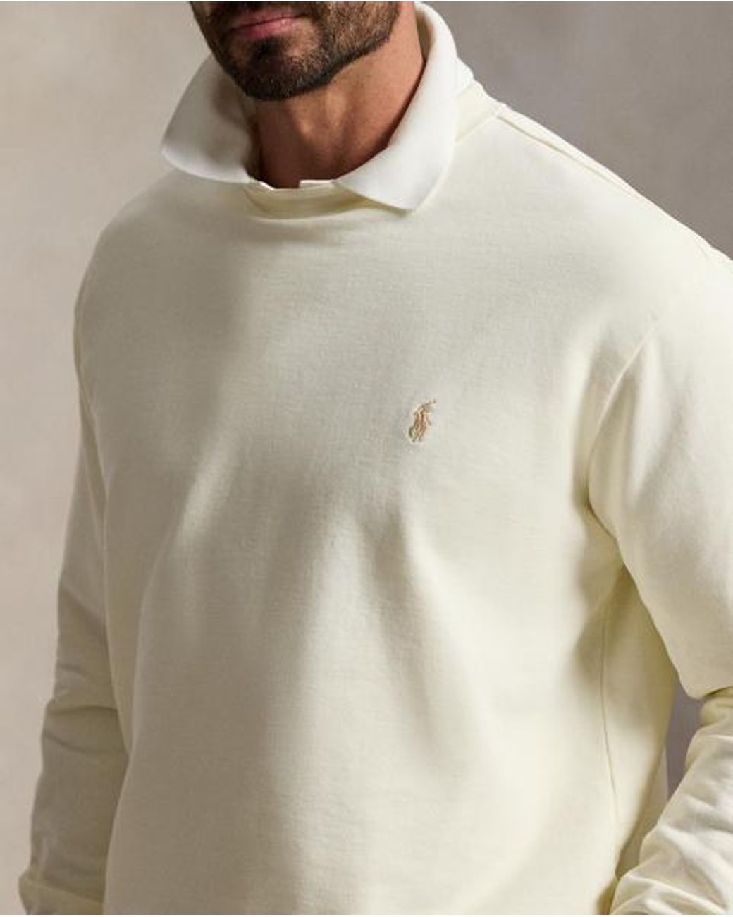 Polo Ralph Lauren White Loopback Fleece Sweatshirt for men