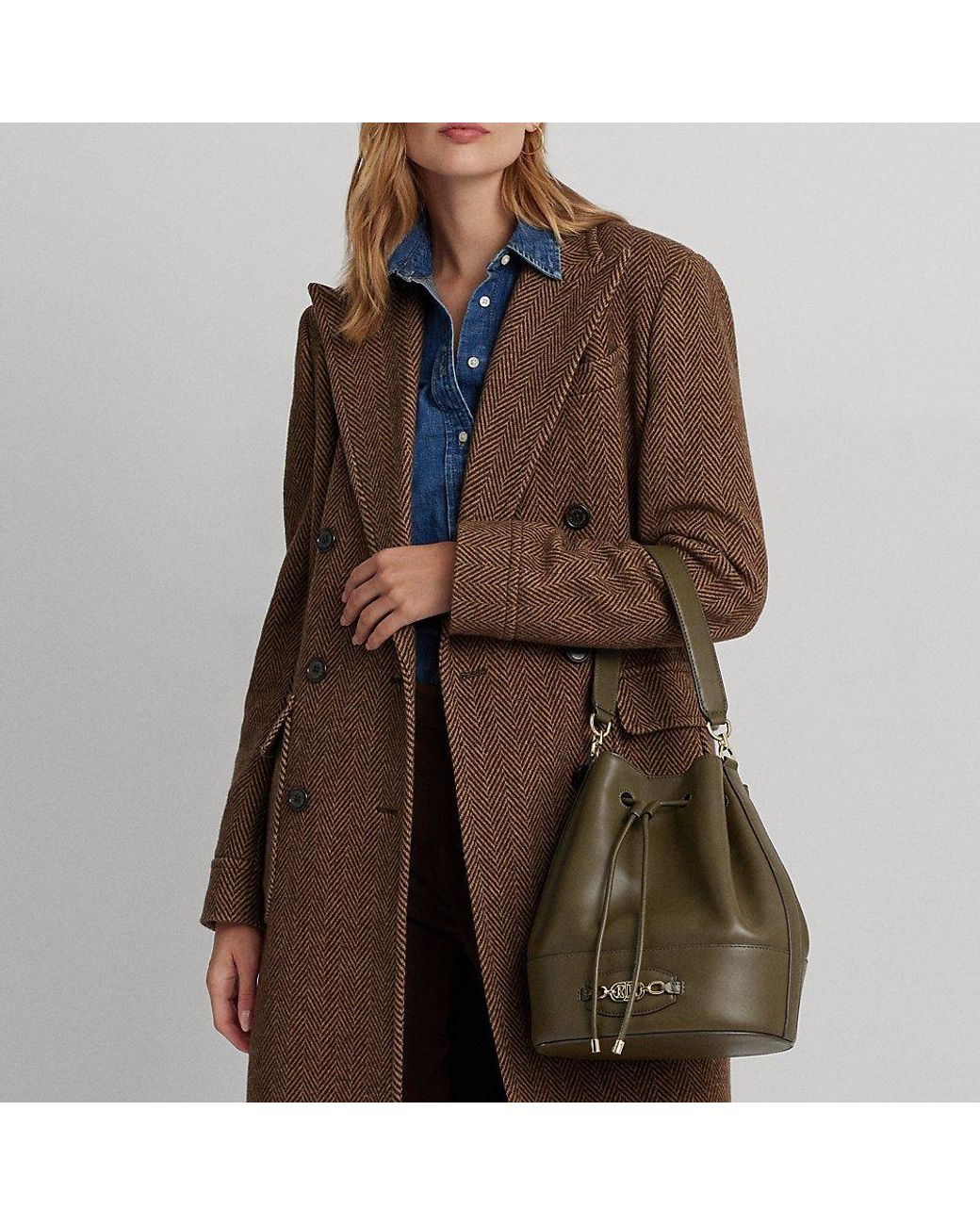 Ralph Lauren Leather Large Andie Drawstring Bag in 2023