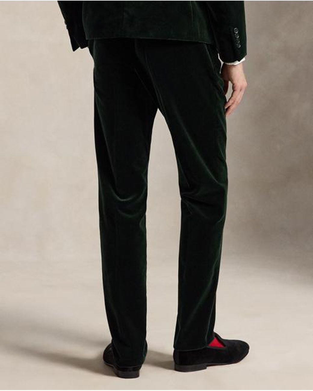 Polo Ralph Lauren Black Pleated Velvet Suit Trouser for men