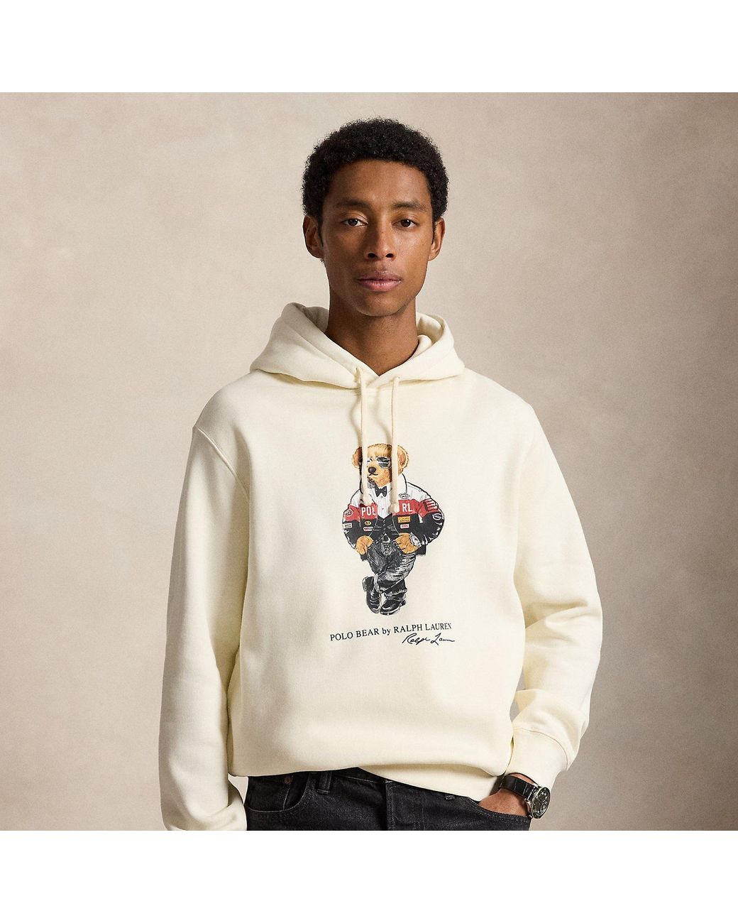Ralph Lauren Natural Polo Bear Fleece Hoodie for men