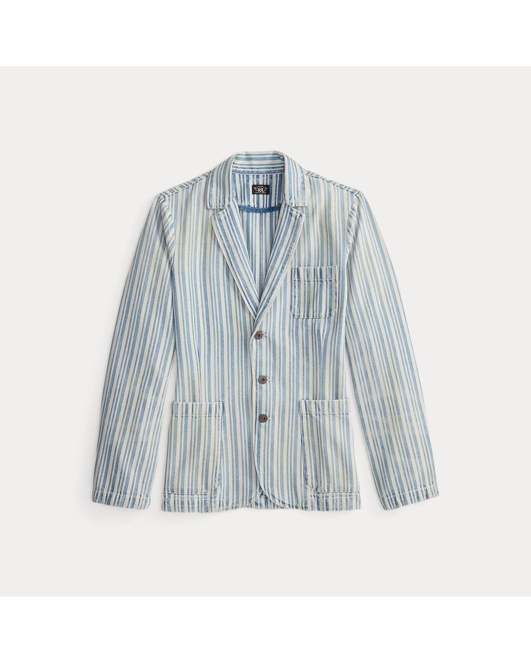 RRL Gray Striped Twill Blazer