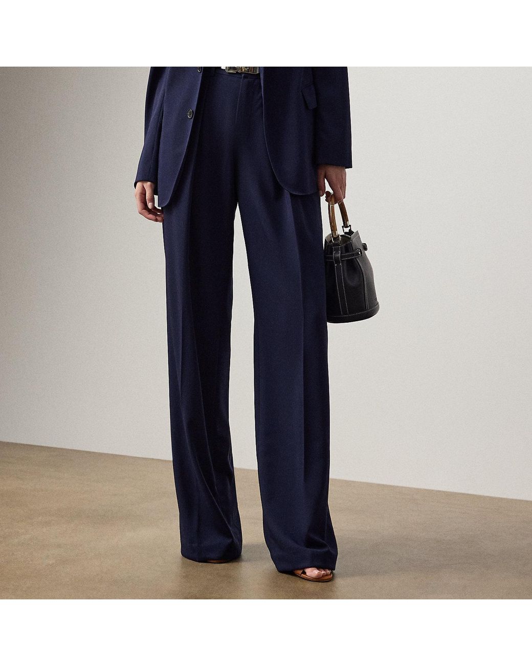 Ralph Lauren Blue Jody Wool Trench Trouser