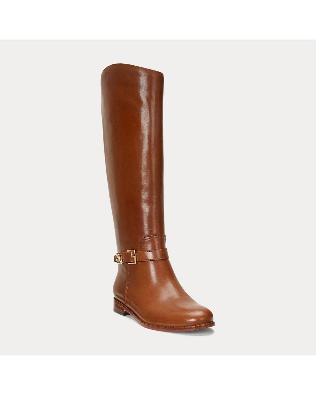Ralph Lauren Brown Brooke Calfskin Tall Boot