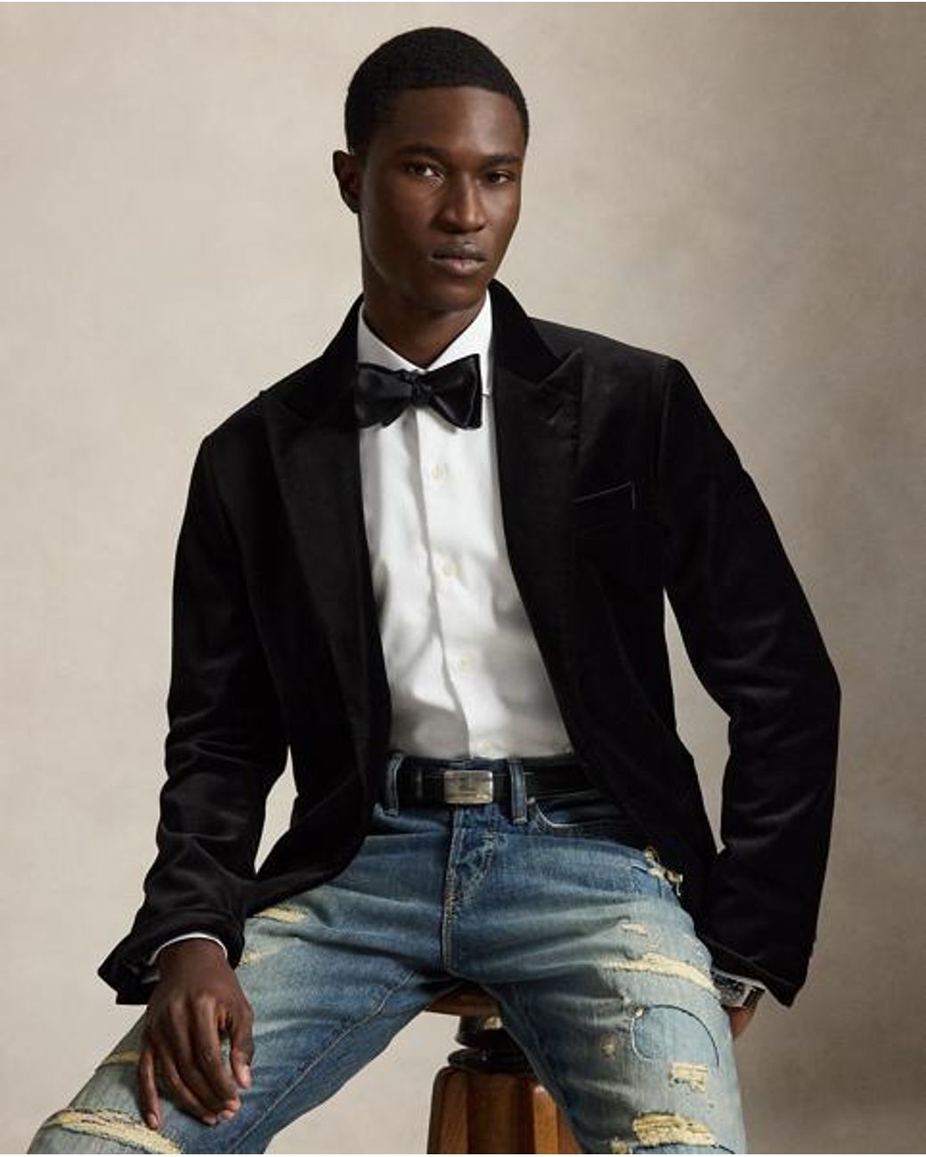Polo Ralph Lauren Gray Custom Fit French Cuff Tuxedo Shirt for men