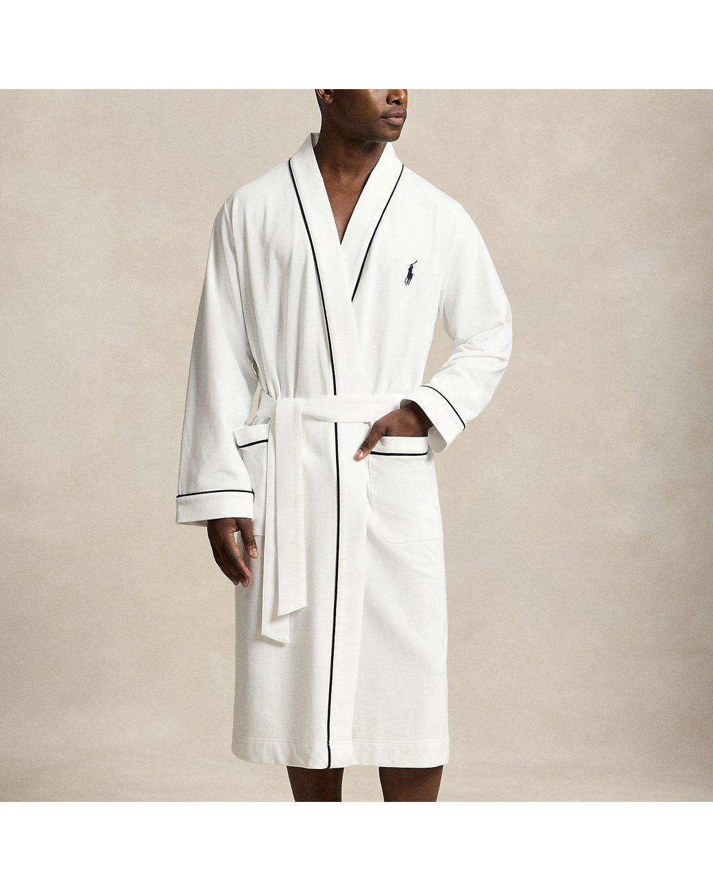 Polo Ralph Lauren White Cotton-Blend Jersey Robe for men