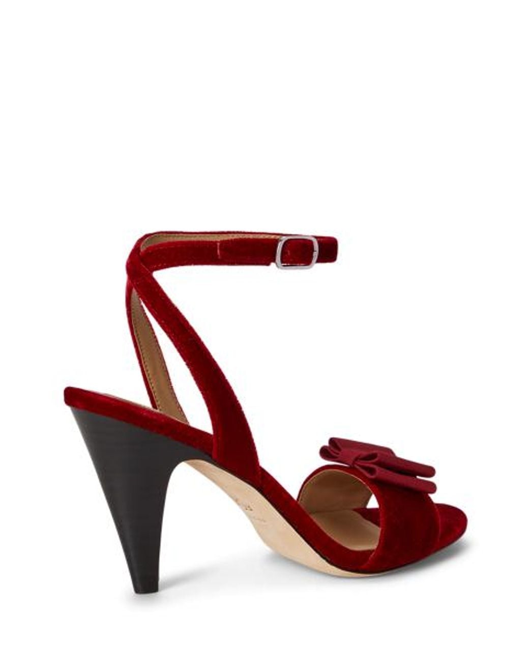 Ralph Lauren Red Gracy Bow-Trim Velvet Sandal