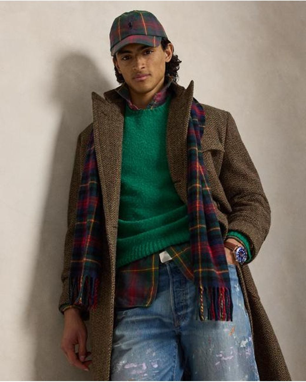 Polo Ralph Lauren Green Suede-Patch Wool-Cashmere Sweater for men