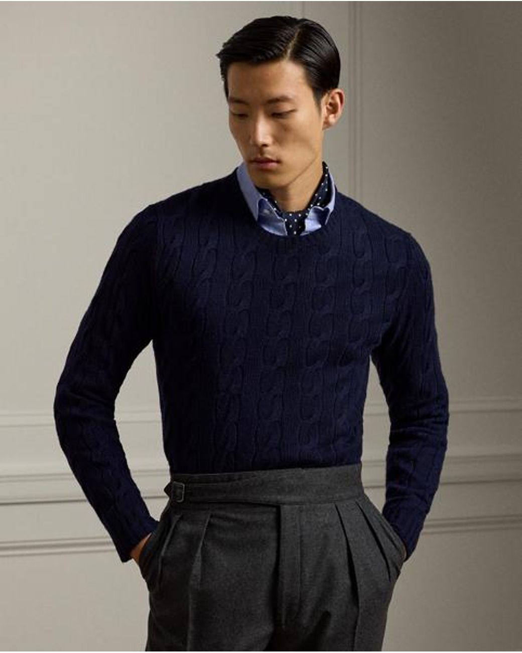 Ralph Lauren Blue Cable-knit Cashmere Jumper for men