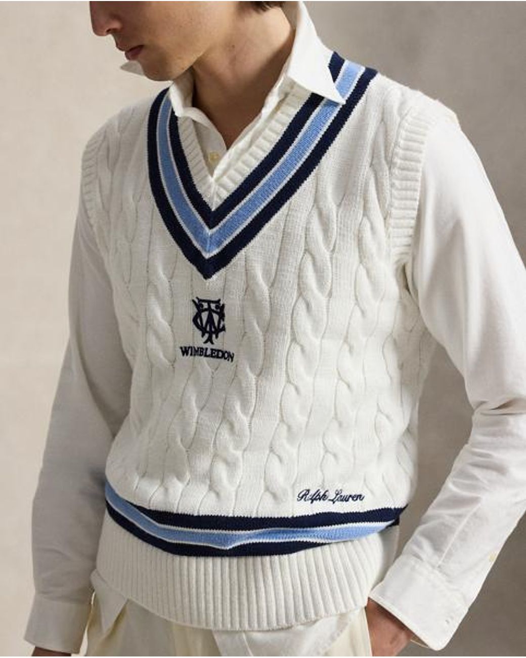 Polo Ralph Lauren Gray Wimbledon Cricket Sleeveless Jumper for men