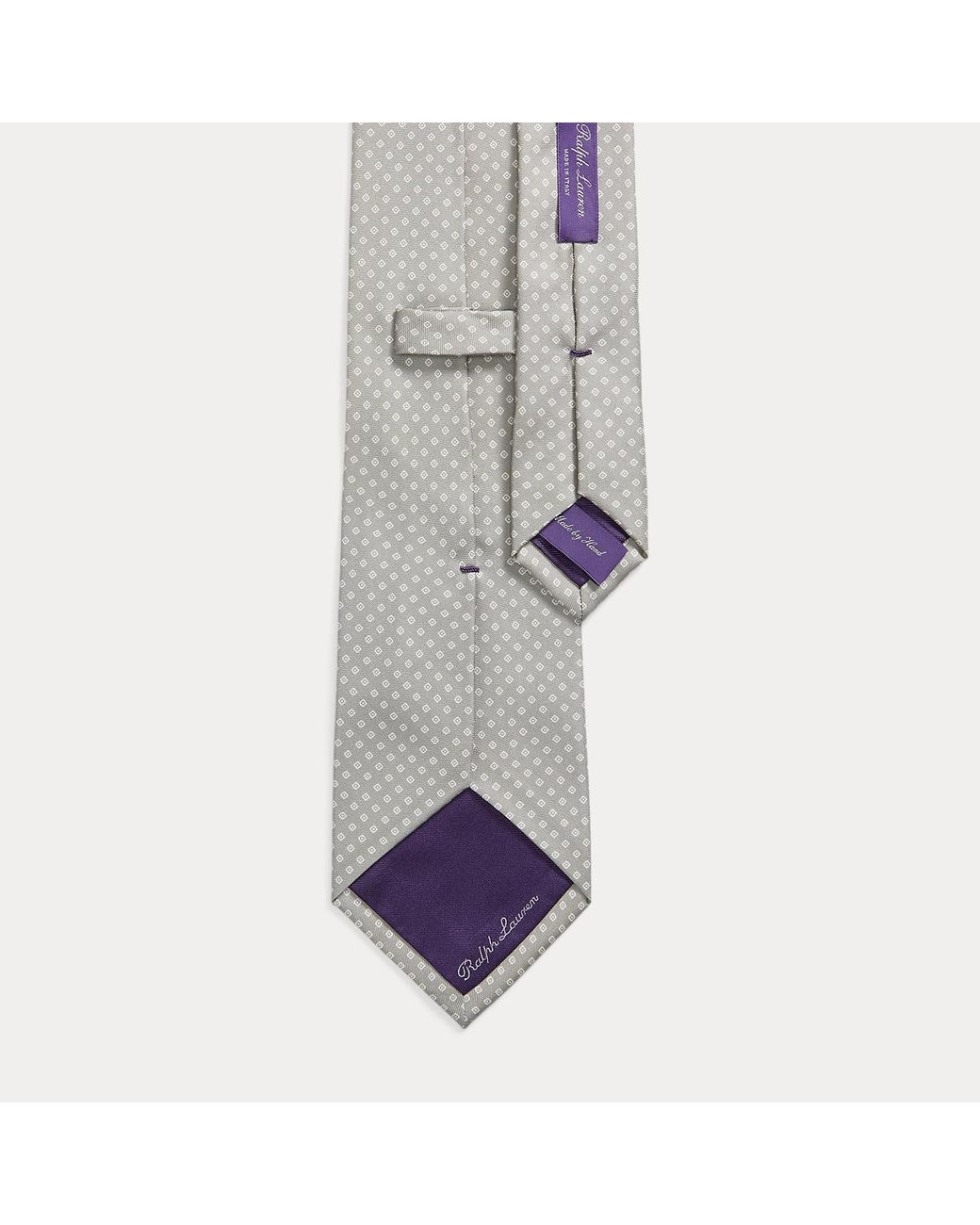 Ralph Lauren Gray Diamond-Patterned Silk Tie for men