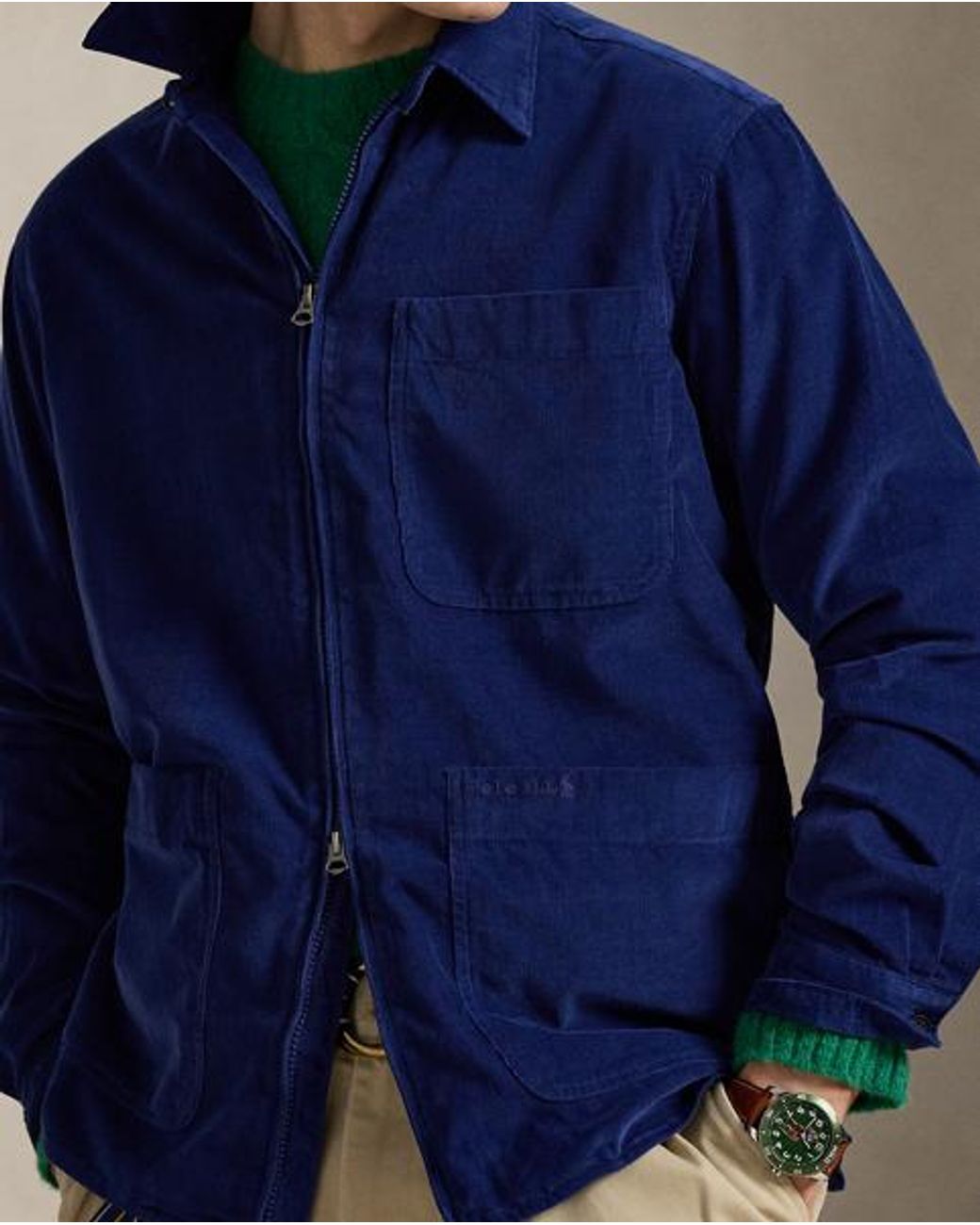 Polo Ralph Lauren Blue Corduroy Full-Zip Overshirt for men