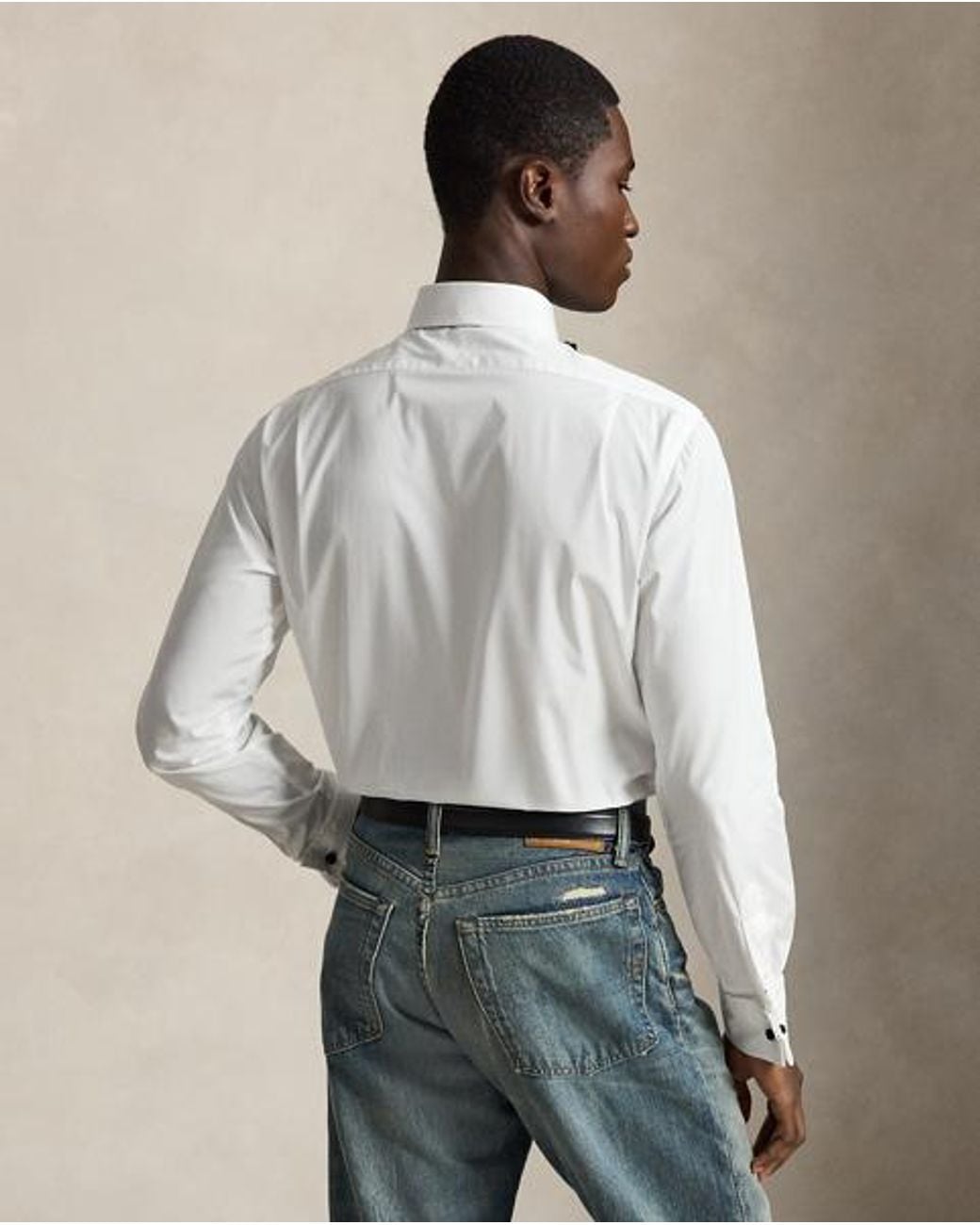 Polo Ralph Lauren Gray Custom Fit French Cuff Tuxedo Shirt for men