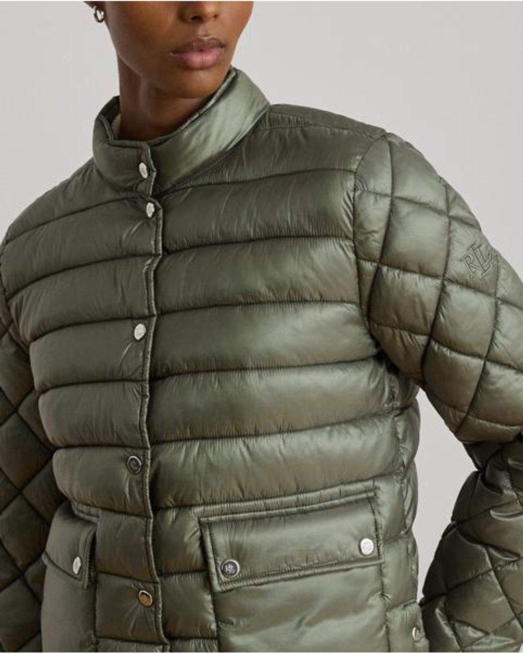 Ralph Lauren Green Quilted Mockneck Puffer Jacket