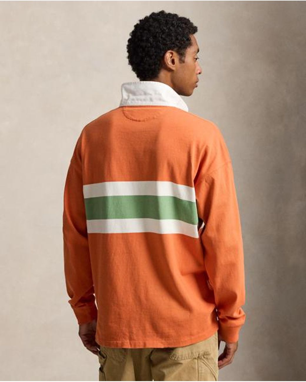 Polo Ralph Lauren Orange Big Fit Striped Jersey Rugby Shirt for men