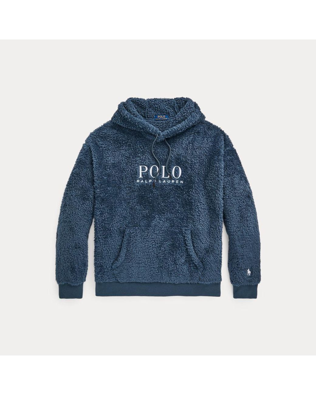 Polo Ralph Lauren Embroidered logo Pile Fleece Hoodie in Blue for Men Lyst UK