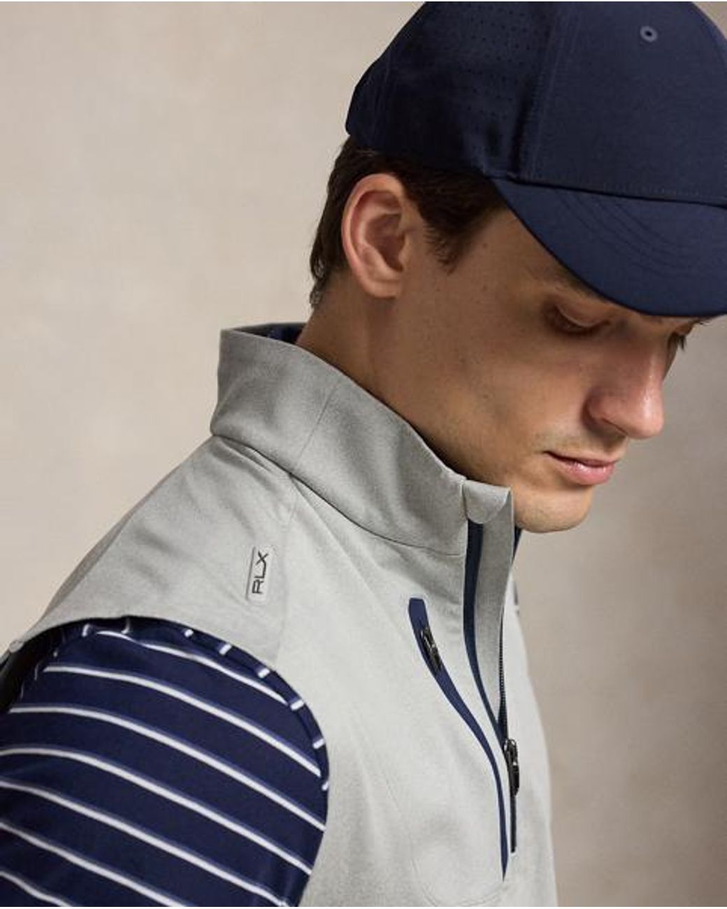Ralph Lauren Gray Stretch Jersey Quarter-Zip Gilet for men
