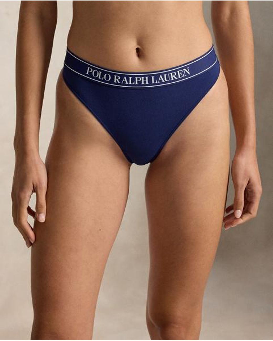 Polo Ralph Lauren Blue Repeat-Logo Mid-Rise Thong