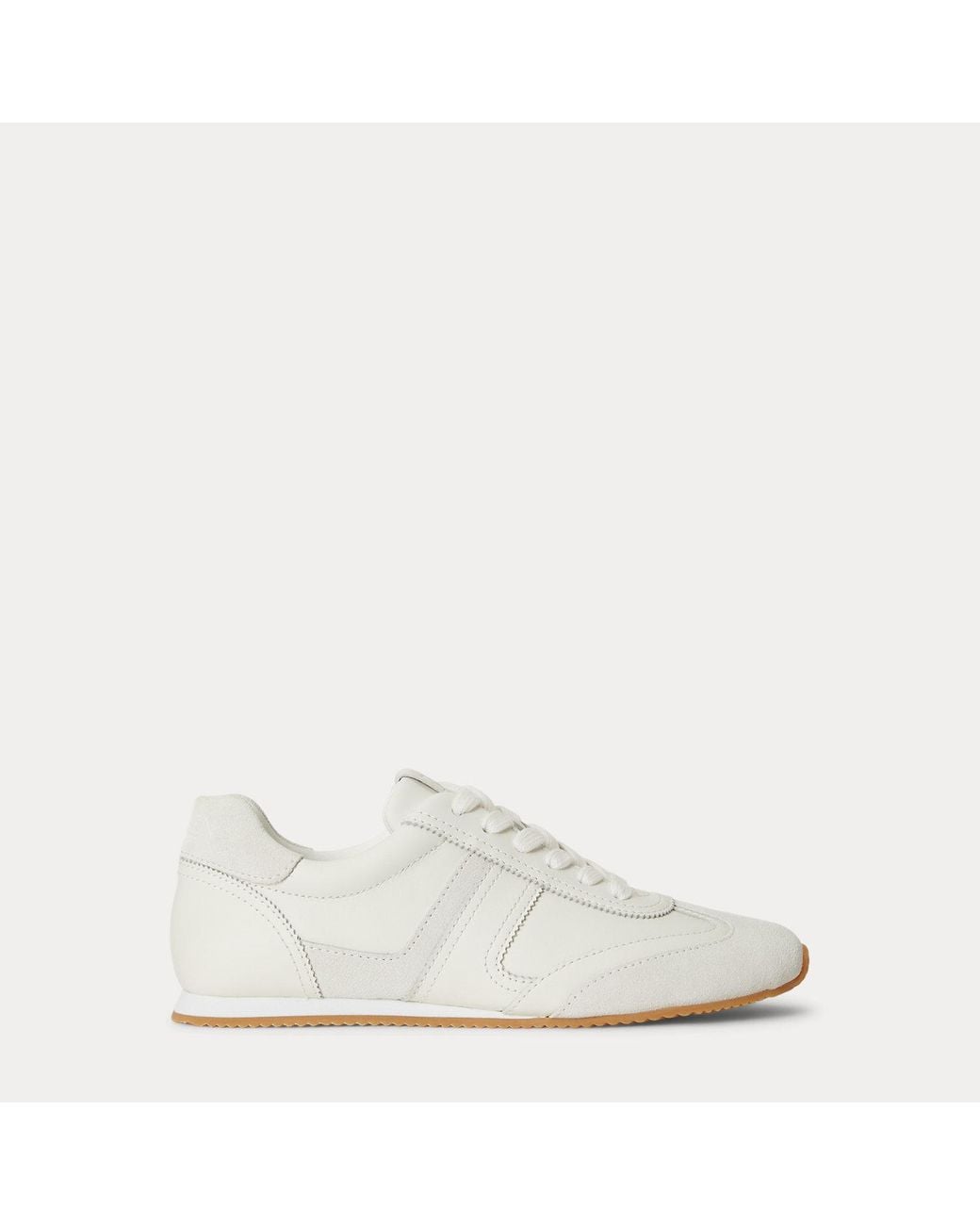 Ralph Lauren White Dani Low Profile Leather And Suede Trainers