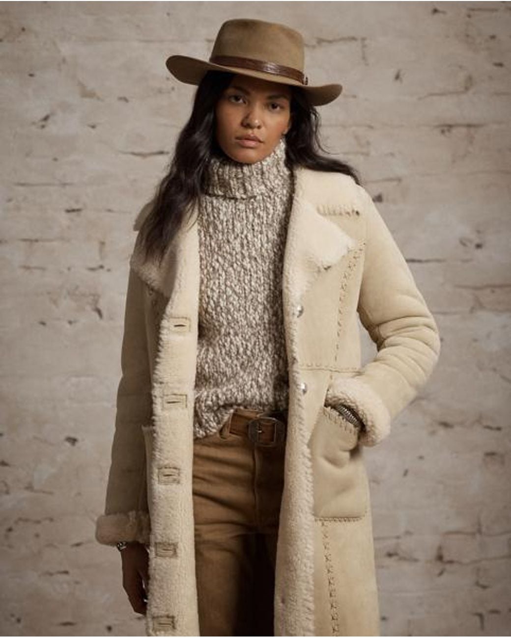 RRL Metallic Shearling Coat