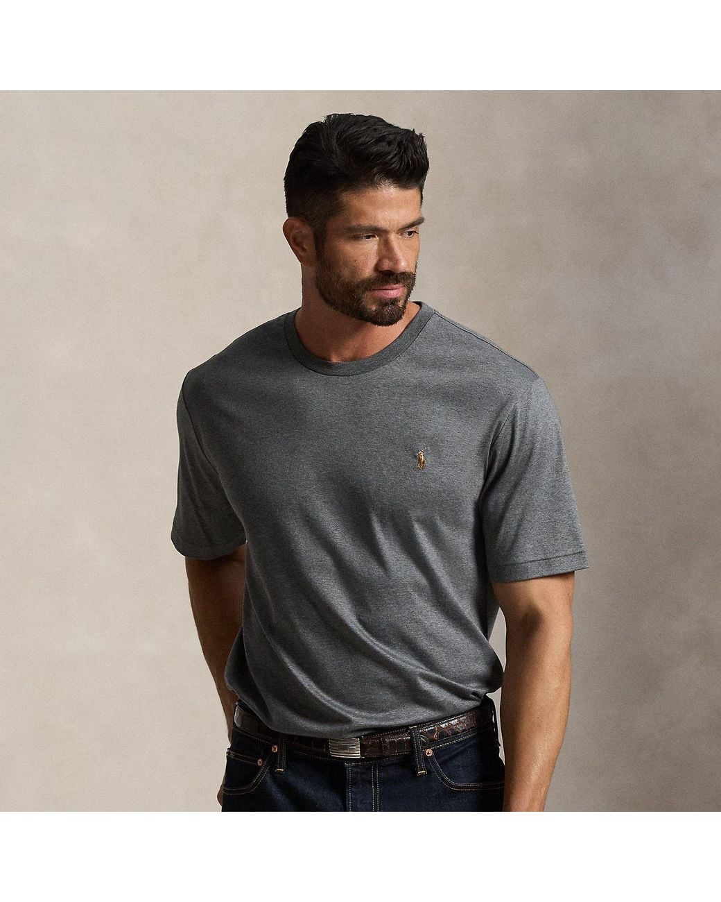 Ralph Lauren Gray Soft Cotton Crewneck T-Shirt for men