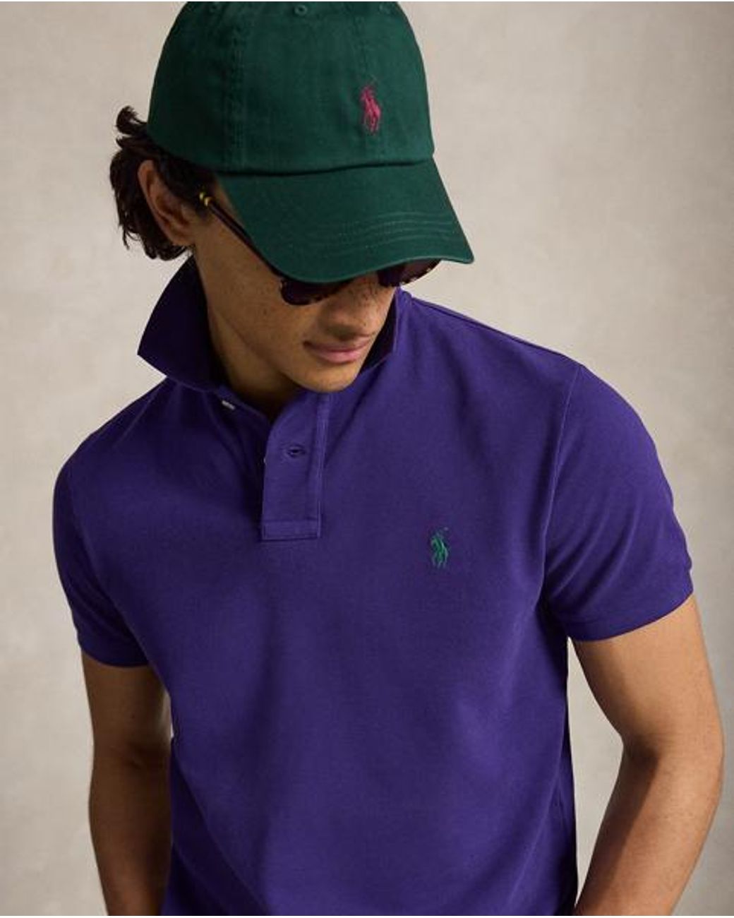 Polo Ralph Lauren Purple The Iconic Custom Slim Fit Mesh Polo for men